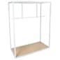 Clothing Rack with Steel Frame, Maple Finish MDF Base & Partitioned Rail - White