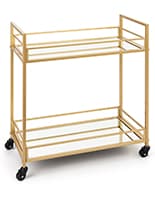 This French Trolley Bar Cart Is Great for Night Clubs and Lounges Rectangular french trolley bar cart with mirrored glass shelves