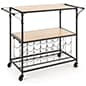 41 x 31 Wood and Metal Bar Cart with 16 Bottle Compartments, Caster Wheels - Black