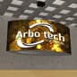 10’ Ellipse Hanging Ceiling Banner with Custom Printed Stretch Fabric & LED Lights