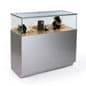 48" Quarter Vision Display Case w/Cabinets and Drawers, Ships Assembled - Silver