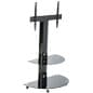 TV Stand for Floor with 2 Glass Shelves, Fits Monitors 32 - 55", Panning - Black