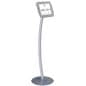 iPad Floor Stand, Locking Enclosure w/ Hidden Home, CC Reader Compatible – Silver