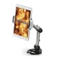 Adjustable iPad Holder w/ Table Clamp & Wall Mount Base, Rotating & Tilting - Silver