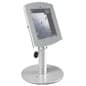 iPad Desktop Stand, Locking Enclosure w/Hidden Home, CC Reader Compatible, Silver