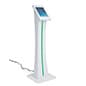 iPad Floor Stand with Rotating, Locking Enclosure, Illuminated LED Panel - White