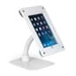 iPad Counter Stand, Acrylic Enclosure, Gooseneck Arm - White