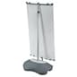 Outdoor Banner Stand with Adjustable Width & Height, Fillable Base - Gray
