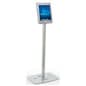 Adjustable iPad Pro Floor Stand, Locking Enclosure w/ Exposed Home Button - Silver