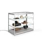 48” Retail Display Counter w/ 4 LED Lights, Sliding Doors, Ships Assembled - Silver