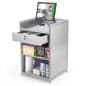24" Cash Register Stand w/Locking Drawer, Adjustable Shelf, Ships Assembled - Silver