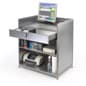 36" Cash Register Stand w/Locking Drawer, Adjustable Shelf, Ships Assembled - Silver