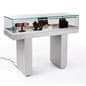Semi-Gloss Silver Jewelry Display Case with Hydraulic Lift Opening