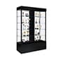 48" Glass Display Case with Lights and Split Adjustable Shelves - Black