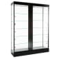 60" Glass Display Case w/ Top & Side Lights, Wheels, Locking Sliding Door - Black