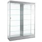 60" Glass Display Case w/ Top Lights, Wheels, Locking Sliding Door - Silver