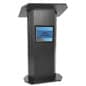 Portable Podium for Floor, 8.5 x 11 Header, Open Back with Shelf - Black