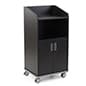 Mobile Lectern for Floor, Enclosed Cabinet, Locking Wheels, Cable Management