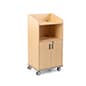 Mobile Lectern for Floor, Enclosed Cabinet, Locking Wheels, Cable Management