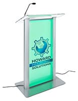This Frosted Acrylic Light Up Podium with Logo Is an Ideal Lectern for Professors at Colleges and Universities Frosted acrylic light up podium with logo and custom printing