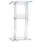 Acrylic Podium for Floor, Open Back with Shelf, Curved - Clear