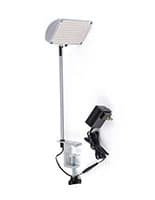 Clamp On LED Spotlight - Vertical and Horizontal Iron Head Swivel Motion Silver clamp on LED spotlight