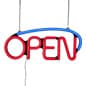 "OPEN" Animated LED Sign with Hanging Chain, Round - Red & Blue