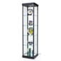 18" Glass Display Case w/4 Fixed Shelves, Locking Hinged Door, LED Top Lights - Black