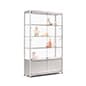 48” Display Case w/ 7 LED Lights, 3 Adjustable Shelves, and Hinged Doors - Silver