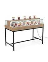 Dispensary Display Case with LED lighting, Tempered glass, Steel Base-Light Brown Dispensary display case with tempered glass