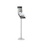 Metal Magazine Floor Stand, 8.5"w, Single Pocket, Tilting, Sign Holder – Silver