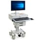 Computer Cart for (1) 15”-27” Screen, Height Adjustable, Drawers & CPU Holder – Gray