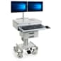 Computer Cart for (2) 15”-23" Screens, Height Adjustable, Drawers & CPU Holder – Gray