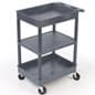 40" Plastic Utility Cart, 2 Trays & 1 Shelf - Gray