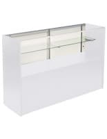 White Boutique Checkout Counter with (1) Adjustable Tempered Glass Shelf White Boutique Checkout Counter