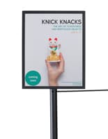 Stanchion Label Frame Fits Standard Letter-Size Signage Black 8.5 x 11 stanchion label frame in portrait orientation