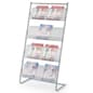 4-Tiered Metal Mesh Literature Floor Stand, 4"/8.5"w, Open Shelves - Gray