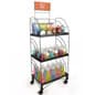 20"w Metal Shelving Display w/ Wheels, 3 Shelves & Header - Black