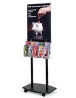 Poster Stand - Black Acrylic w/ Casters 10 pocket attachment poster stand