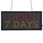 "OPEN 7 DAYS" Animated LED Sign with Hanging Chain, Rectangular - Red & Yellow