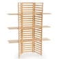 Wooden Retail Shelving Unit w/ 3 Shelves, Folding Panels - Pine Wood