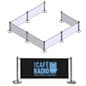 Café Barrier System w/ 7 Custom Banners (1 Color Printing) & 8 Stanchions - Black