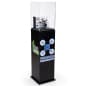 13"w Pedestal Display Case, Locking Acrylic Top, Contour Cut Custom Graphics - Black