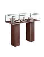 46" Display Case with Pedestal Design, Rear Hinged Doors, Frameless - Wenge Commercial display case with tempered glass
