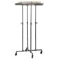 Pipeline Round Clothing Rack with Oak Topper, Height Adjustable, Wheels - Gray