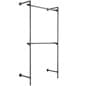 Wall Mounted Pipeline Clothes Outrigger with 2 Bars, Height Adjustable - Gray