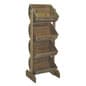 Tiered Wooden Display, Floor Standing, Pine Frame, 4 Bins – Weatherwood