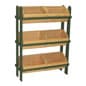 Tiered Wooden Display, Floor Standing, 6 Removable Bins – Green & Oak