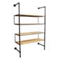 Wall Mounted Pipeline Display, 4 Pine Wood Shelves – Natural