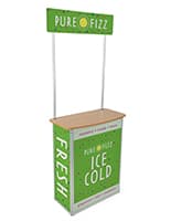 Mobile Demo Display Counter Features Your Logo Across Multiple Surfaces Mobile demo display counter with allover custom printing for multisurface designs